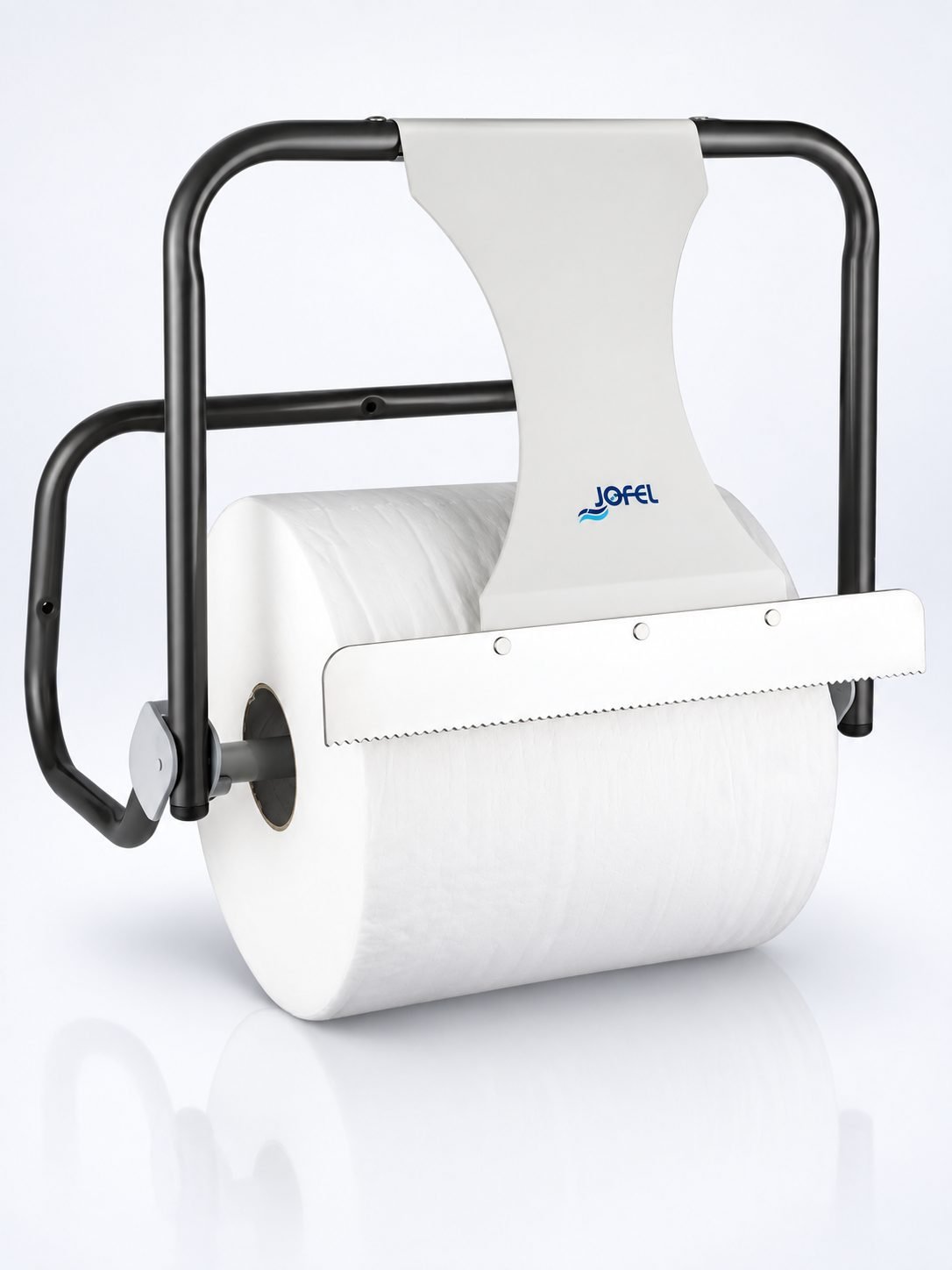 Dispenser industrial din otel cu fixare pe perete pentru role de hârtie mari Jofel – Rezistență maximă și utilizare profesională